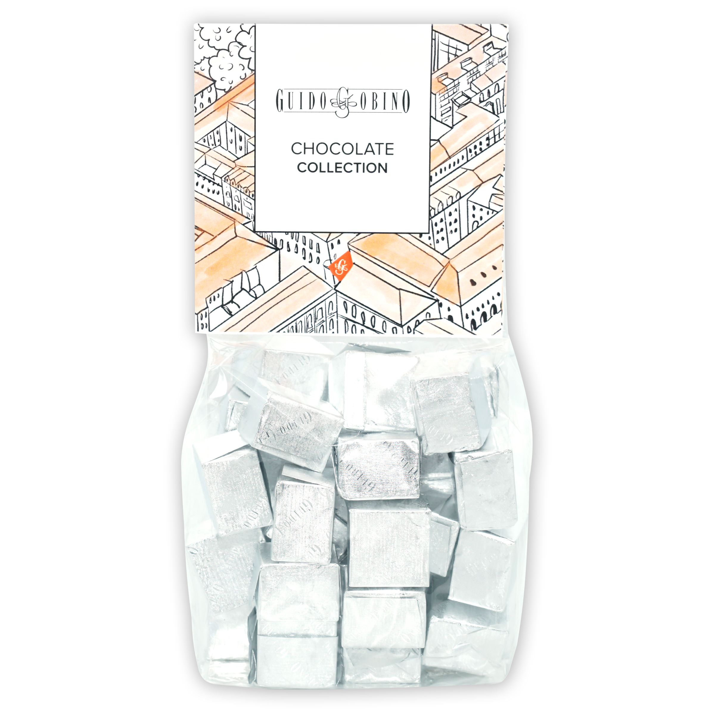 Guido Gobino Sea Salt Cremino Bag with silver foil chocolates
