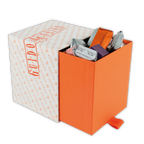 Guido Gobino large assorted chocolate cube gift box, 70 pcs, orange with anchors
