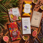 Her Craft mixed chocolate gift bundle, five bars with guava, passion fruit and lavender.