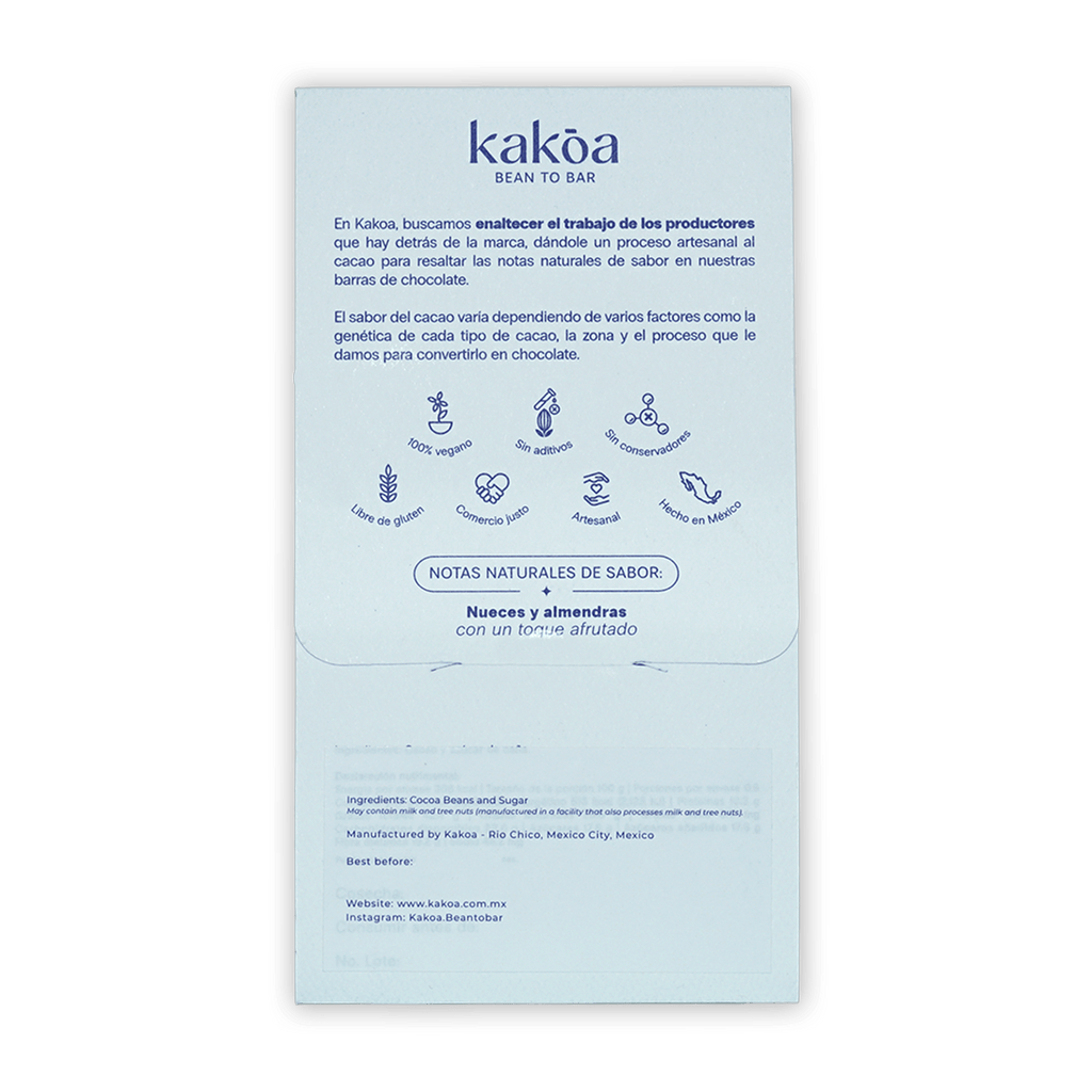 Kakoa Dark Chocolate Criollo Pichucalco 82% light blue packaging