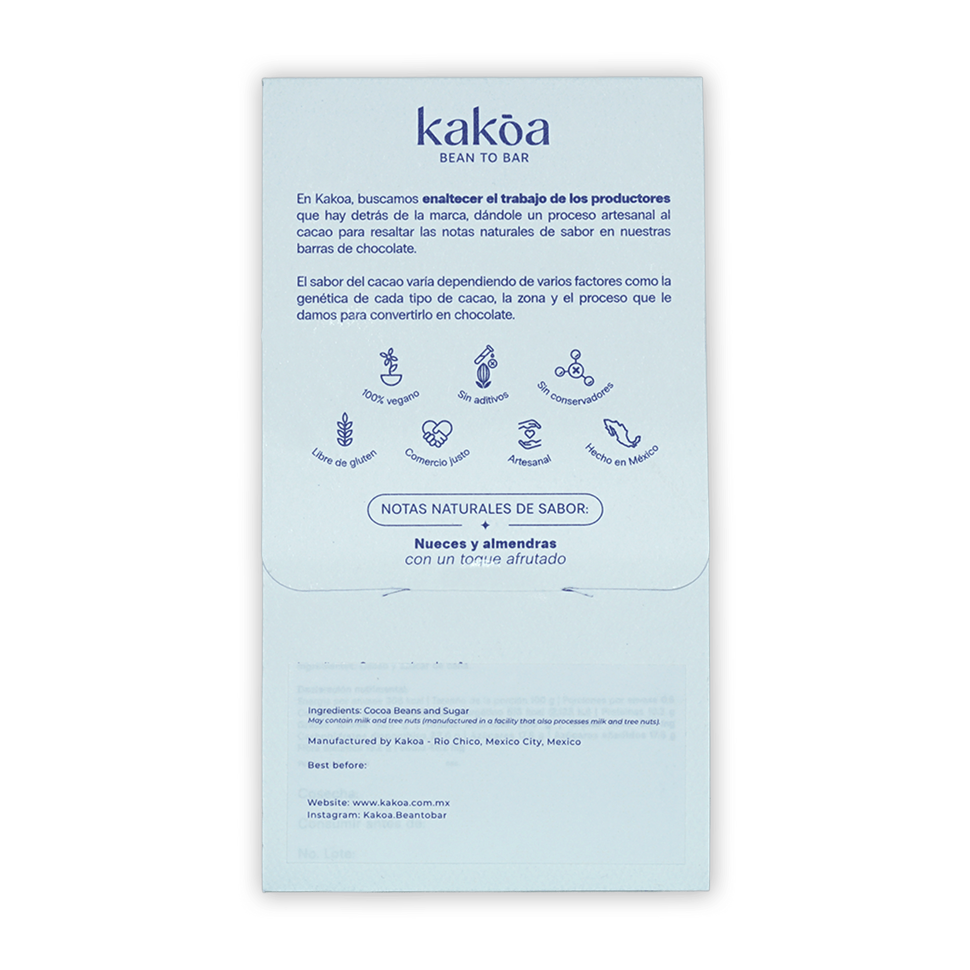 Kakoa Dark Chocolate Criollo Pichucalco 82% light blue packaging