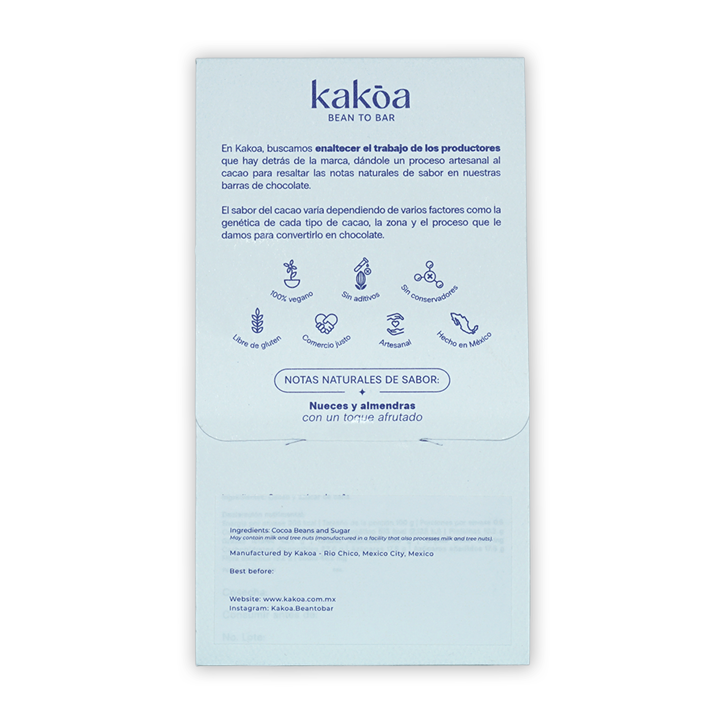 Kakoa Dark Chocolate Criollo Pichucalco 82% light blue packaging