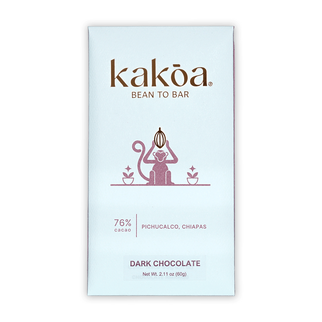 Kakoa Dark Chocolate Pichucalco 76% sleek white minimalist package