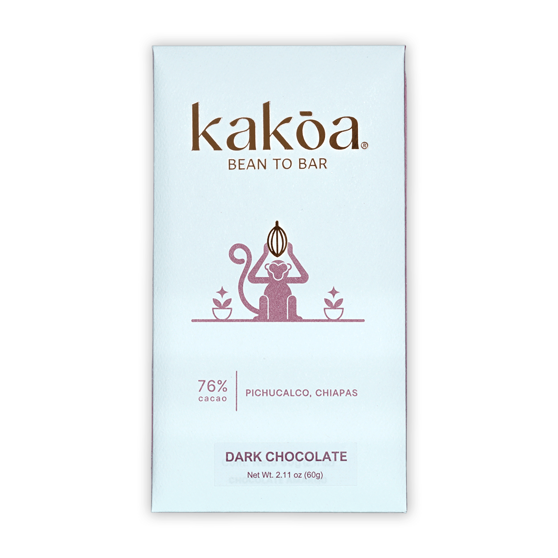 Kakoa Dark Chocolate Pichucalco 76% sleek white minimalist package