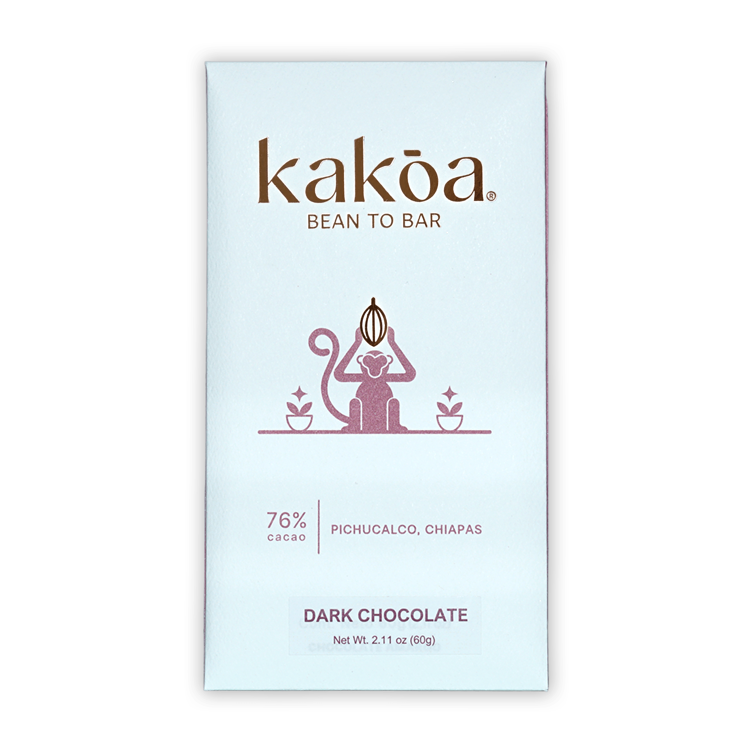 Kakoa Dark Chocolate Pichucalco 76% sleek white minimalist package