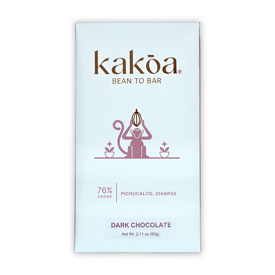 Kakoa Dark Chocolate Pichucalco 76% sleek white minimalist package