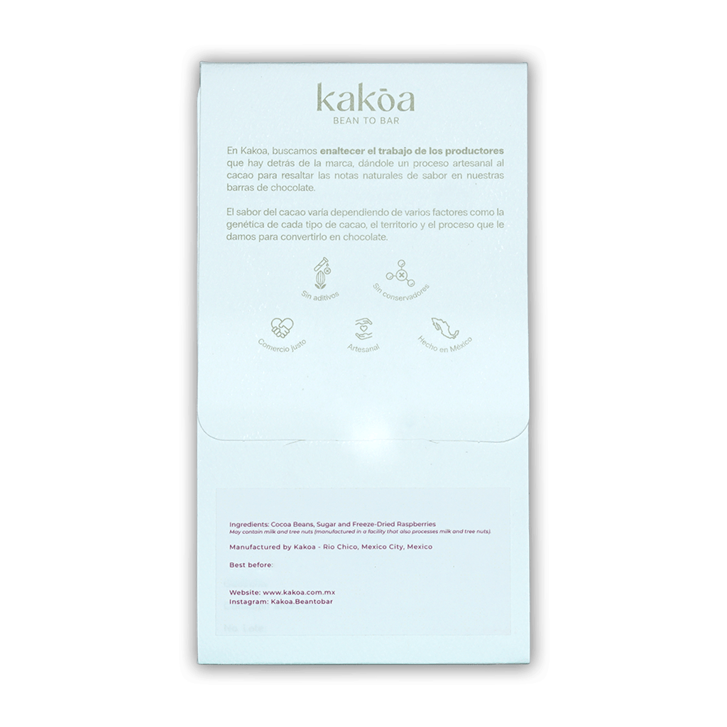 Kakoa Dark Chocolate w/ Raspberry 70% light blue packaging