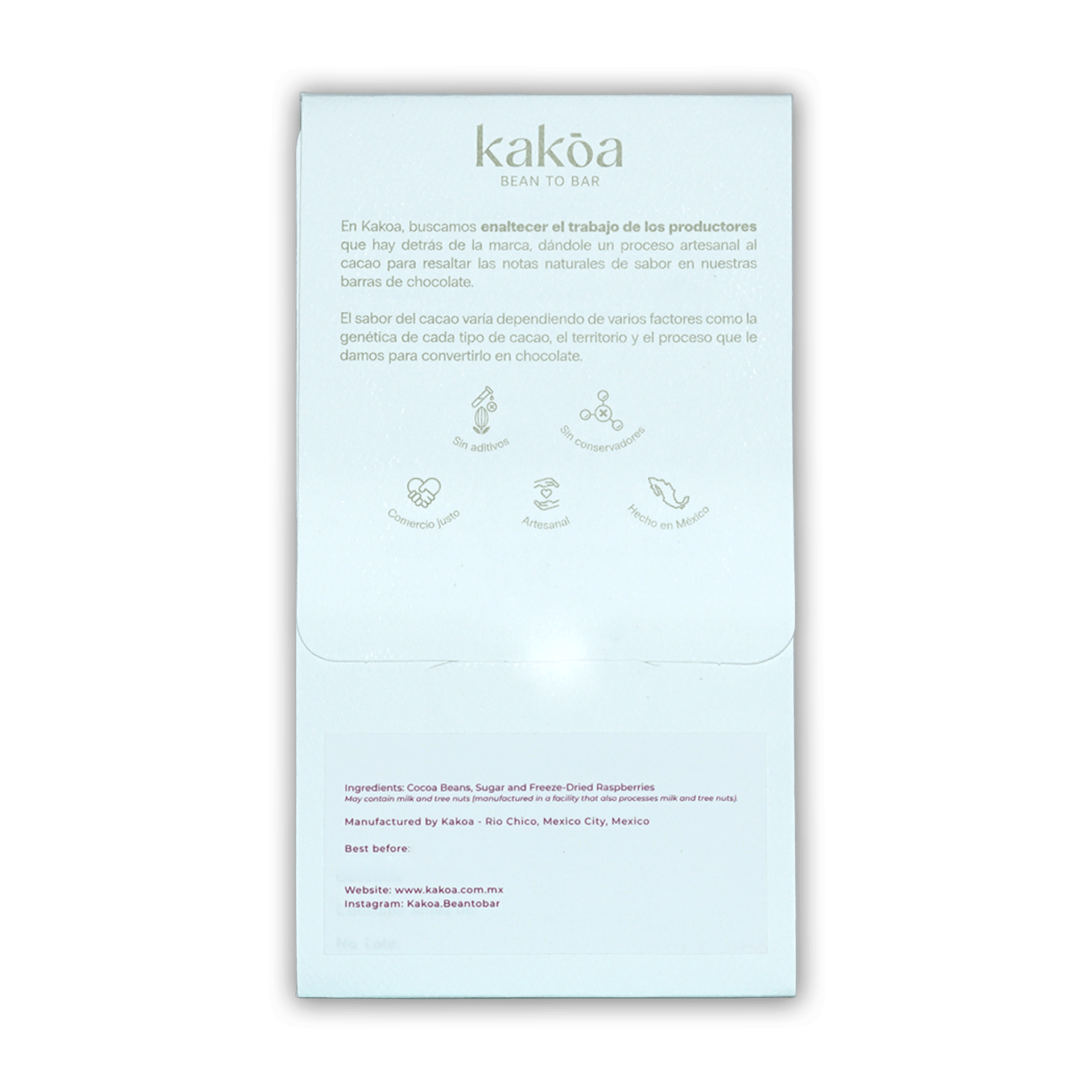 Kakoa Dark Chocolate w/ Raspberry 70% light blue packaging