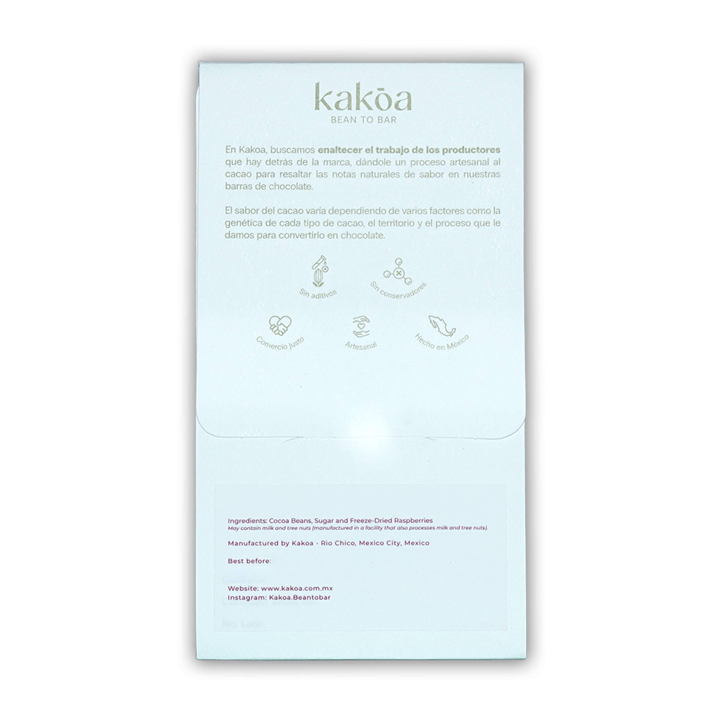 Kakoa Dark Chocolate w/ Raspberry 70% light blue packaging