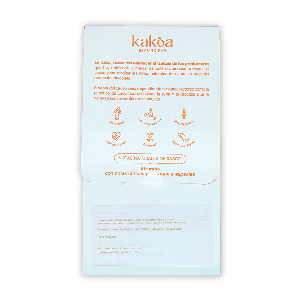 Kakoa Milk Chocolate Arroyo Alcocer 60% light blue wrapper