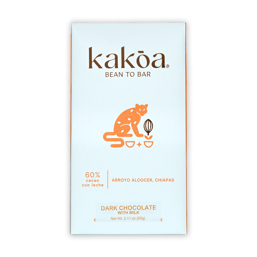 Kakoa Milk Chocolate Arroyo Alcocer 60% bar with jaguar design