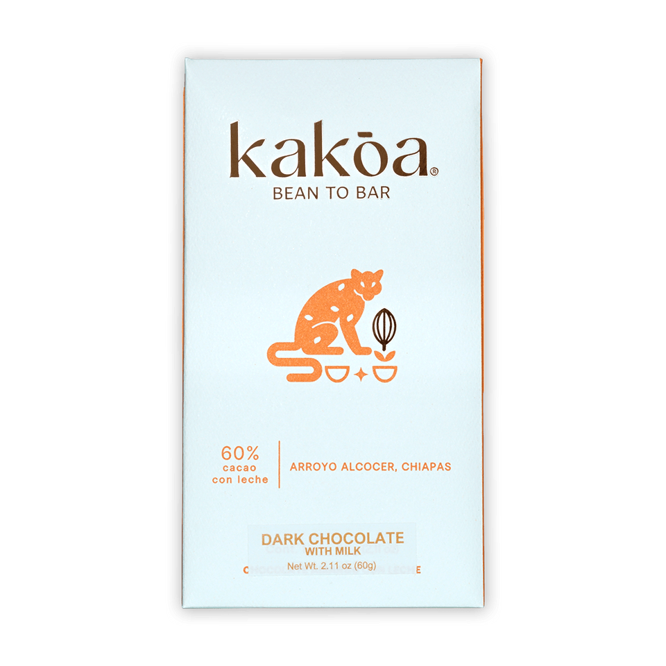 Kakoa Milk Chocolate Arroyo Alcocer 60% bar with jaguar design