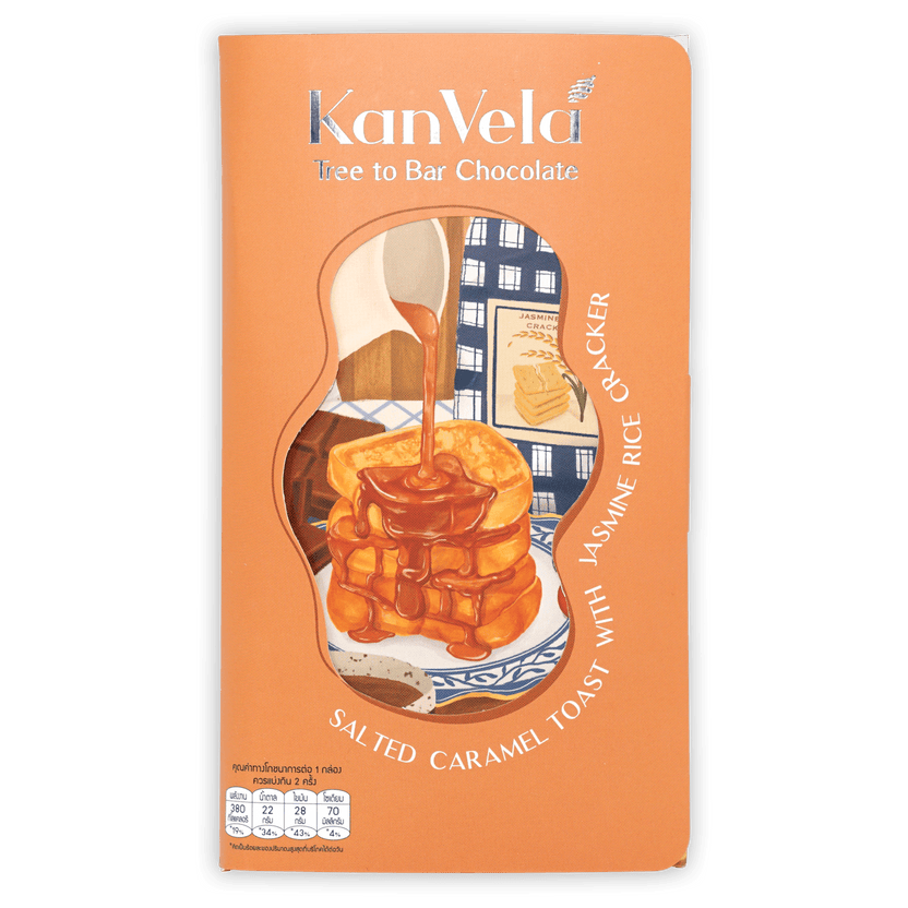KanVela salted caramel toast white chocolate with rice cracker package