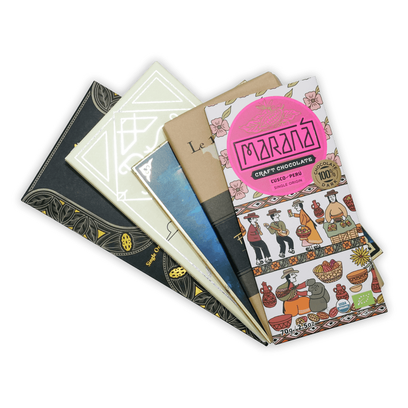 Vibrant pink Marana 100% dark cocoa bar from Cusco with Peruvian farmers in Keep It 100% Bundle