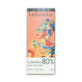 Labooko Dark Colombia 80% chocolate bar in vibrant illustrated wrapper