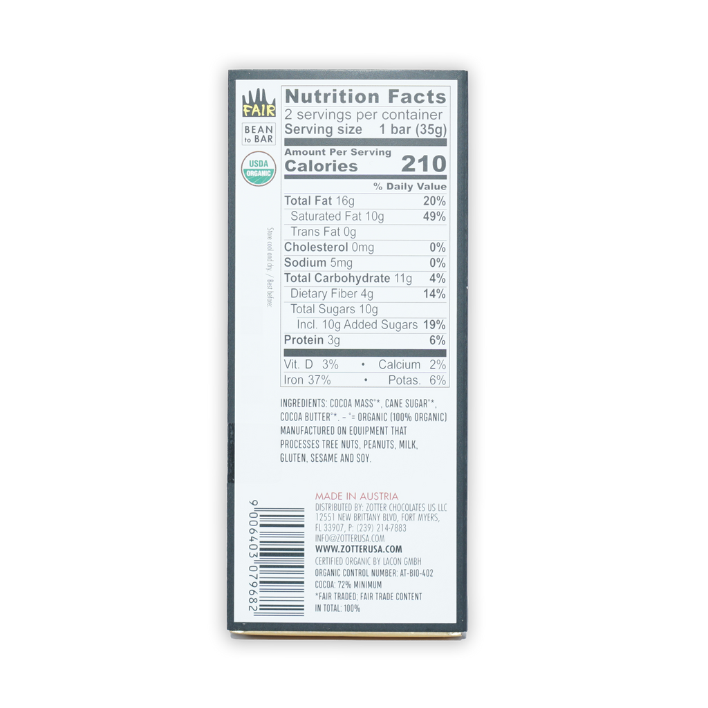 Labooko Opus 5 77% chocolate bar wrapper with minimalist white label and organic logos