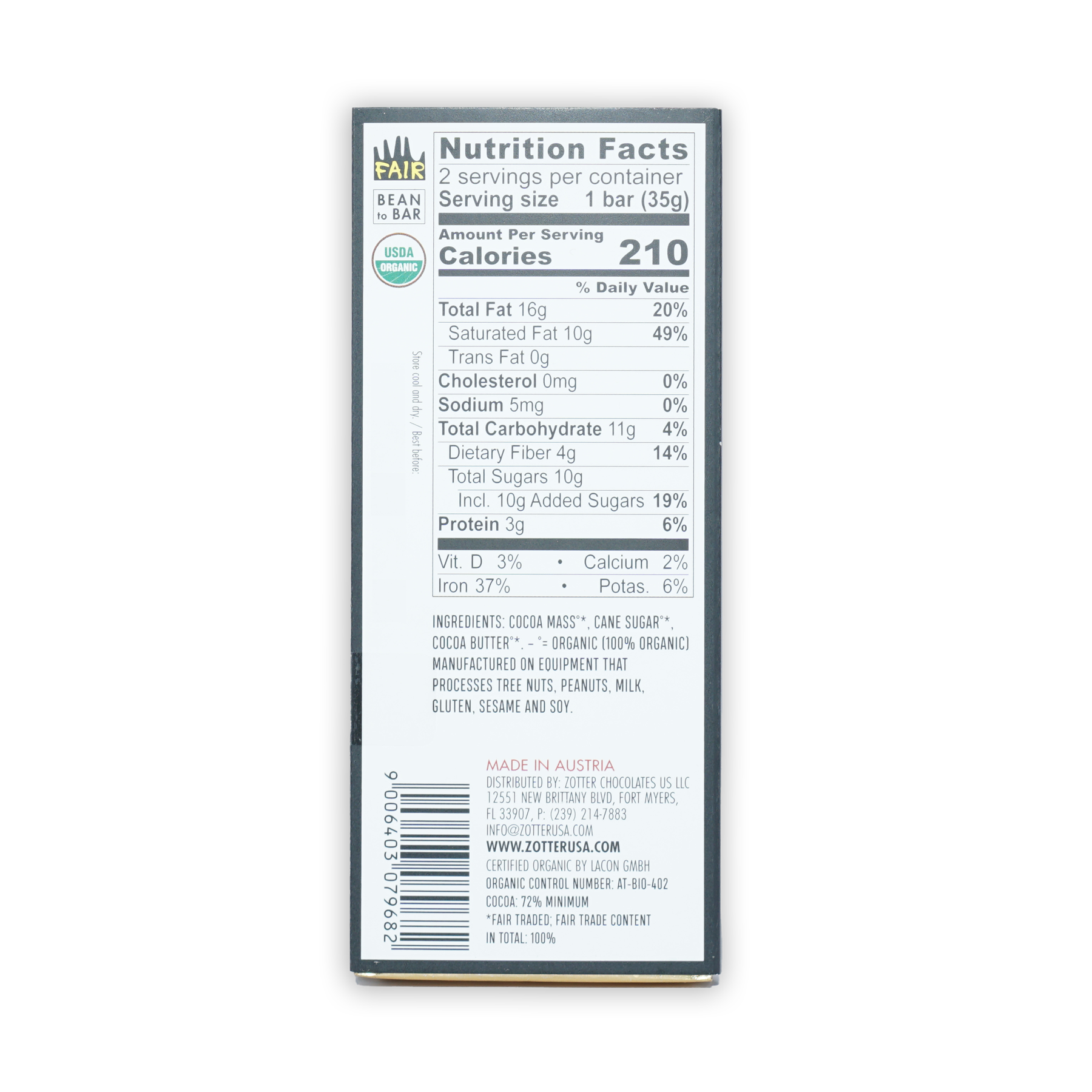 Labooko Opus 5 77% chocolate bar wrapper with minimalist white label and organic logos