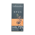Labooko Opus 5 72% dark chocolate bar with orange black artistic wrapper