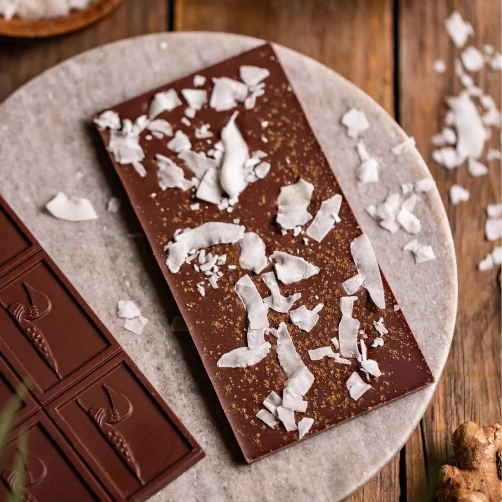 Loon Chocolate Caribbean Kiss milk bar with coconut, ginger, flakes, sprinkles