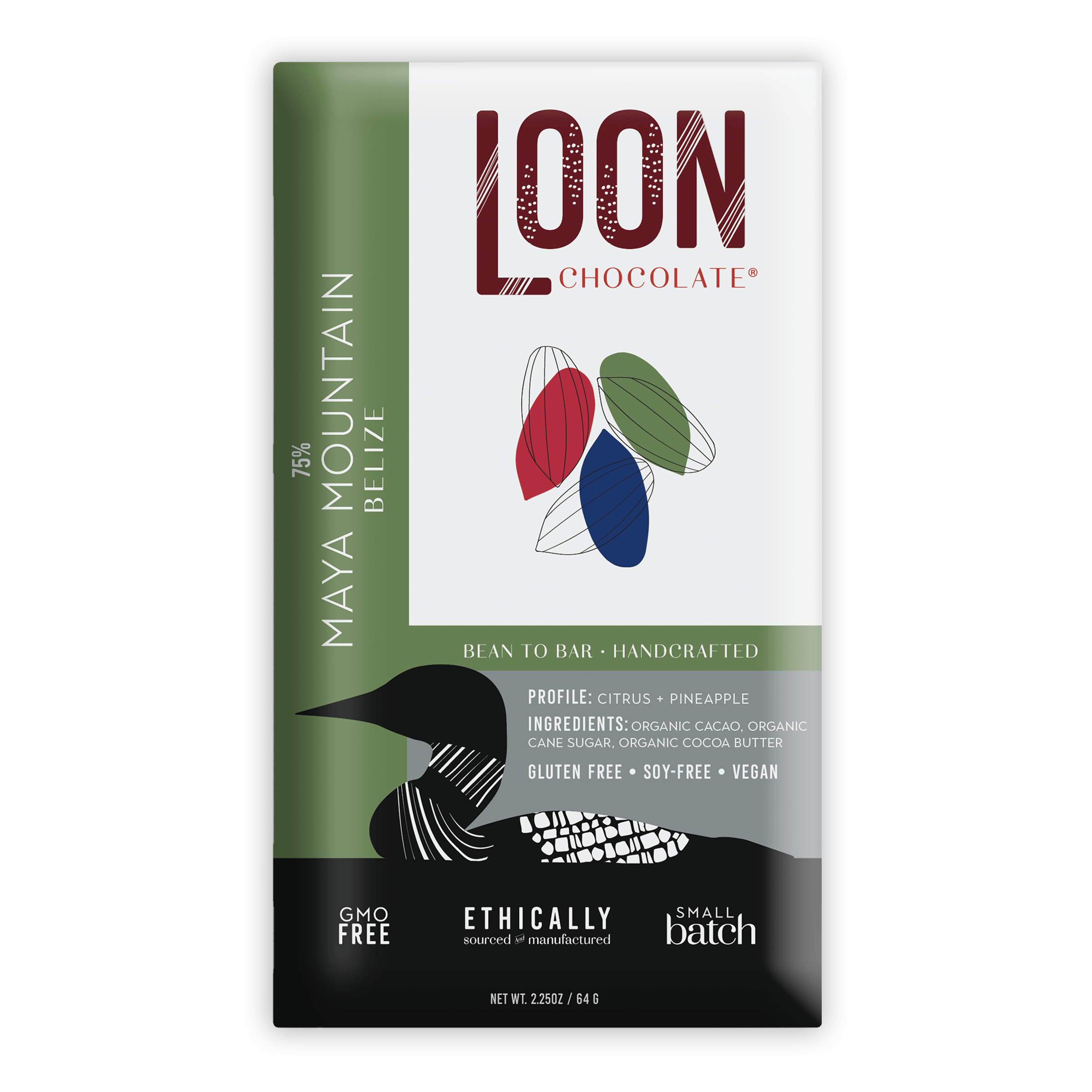 Loon Chocolate Dark Belize 75% Maya Mountain bar with citrus pineapple notes