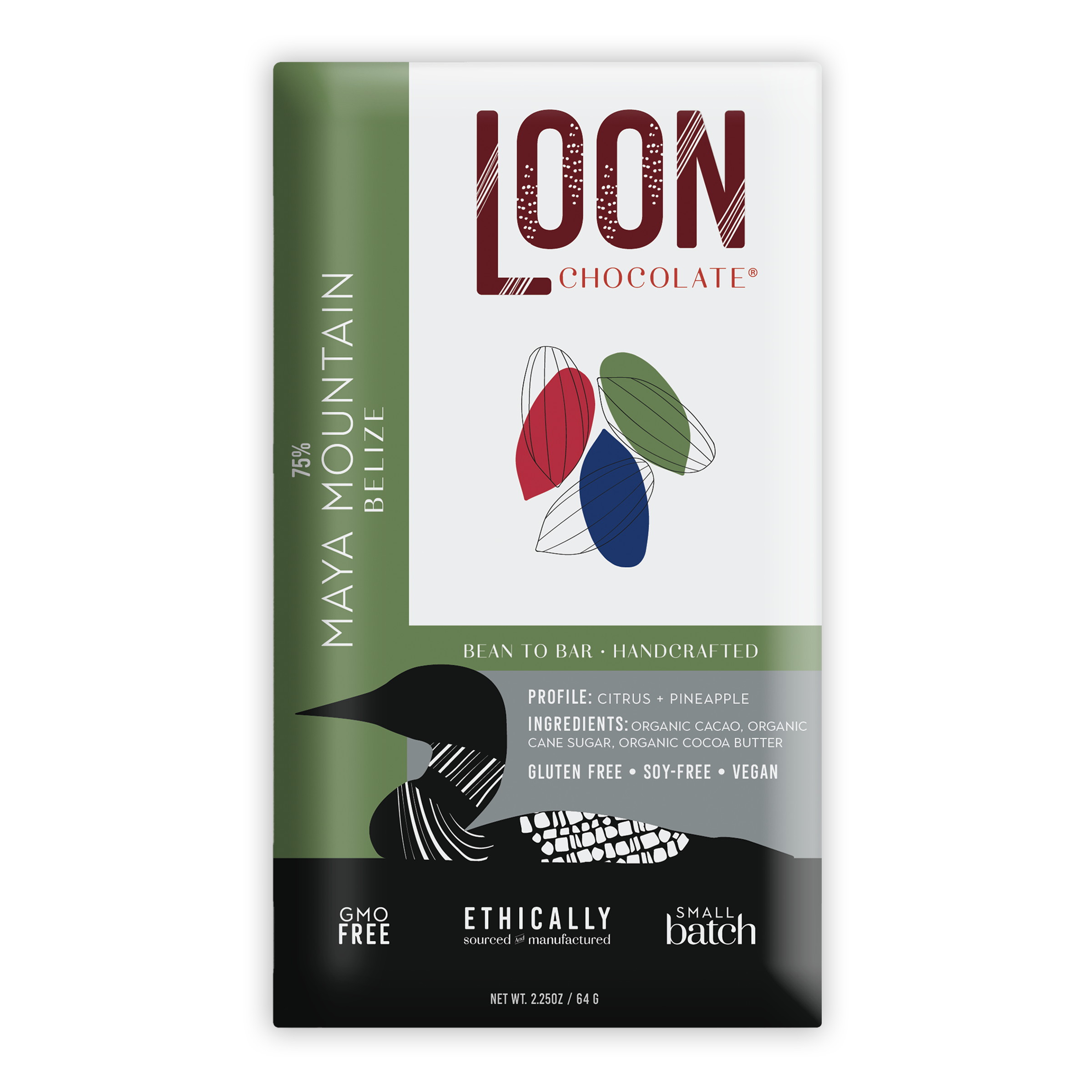 Loon Chocolate Dark Belize 75% Maya Mountain bar with citrus pineapple notes