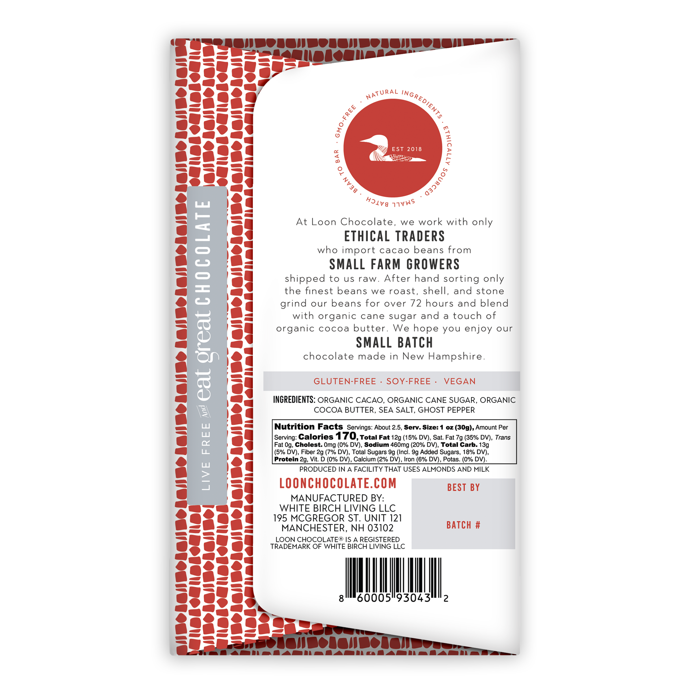 Loon Chocolate Dark The Ghost & The Sea 70% bar with swan logo wrapper
