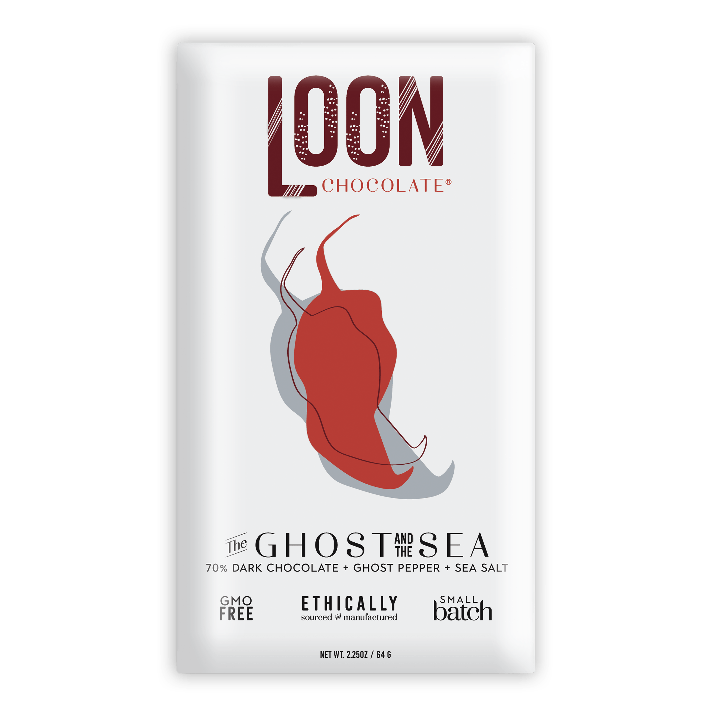 Loon Chocolate Dark The Ghost & The Sea 70% bar wrapper with ghost pepper