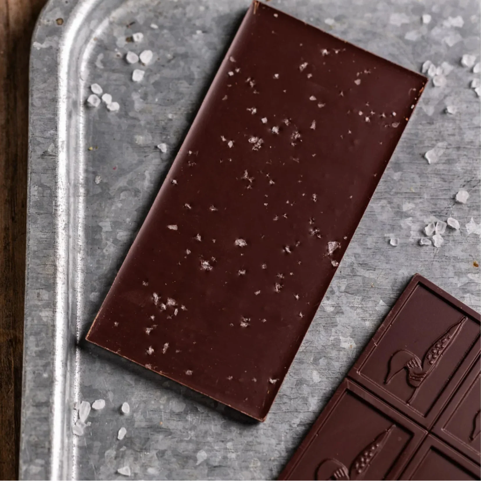 Loon Chocolate Dark w/ Maine Sea Salt 70% bar with sea salt crystals