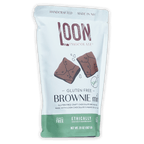 Loon Chocolate gluten-free brownie mix white green pouch with chocolate illustrations