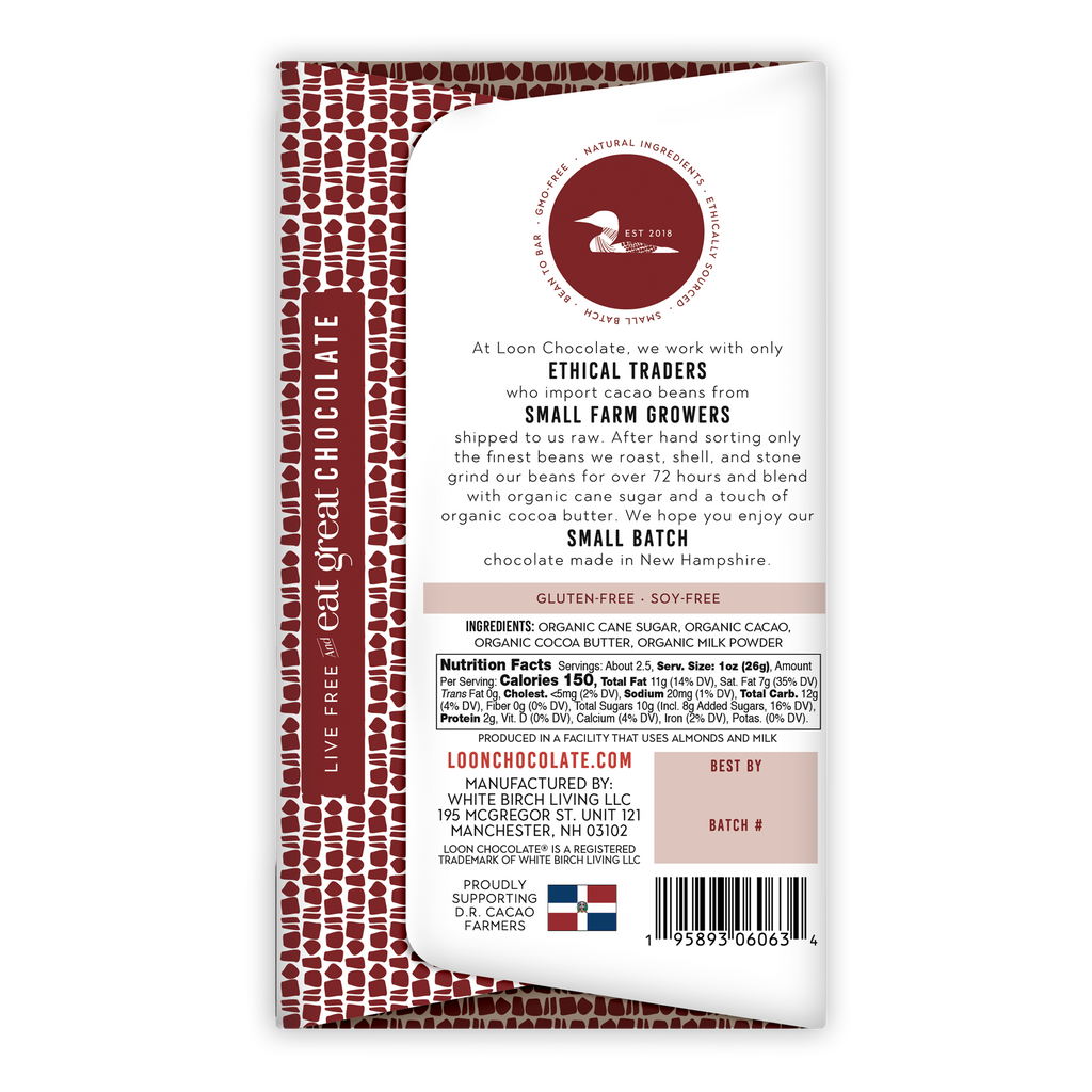 Loon Chocolate Dark Milk Dominican Republic 50% bar with bird logo