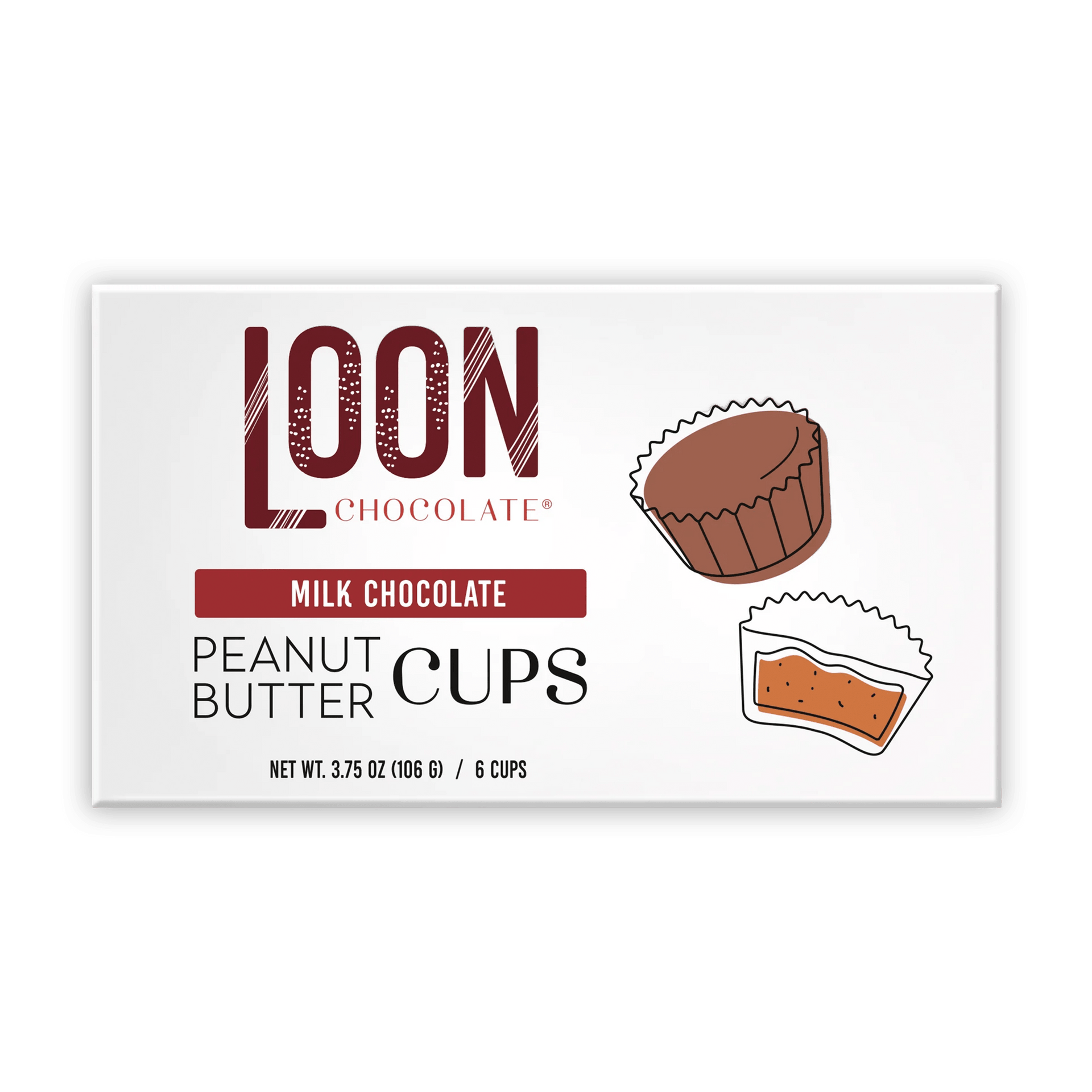 Loon Chocolate Milk Peanut Butter Cups in white package