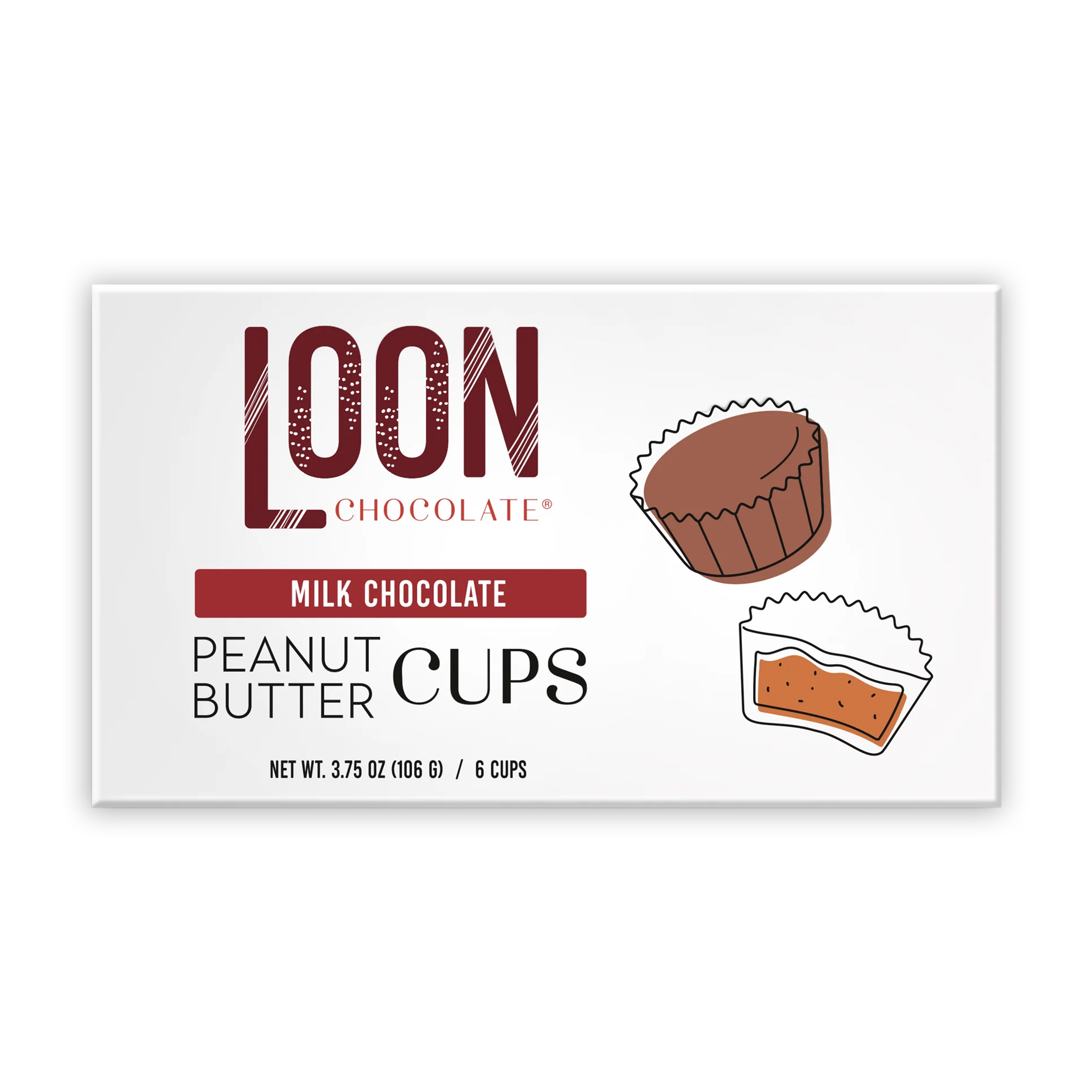 Loon Chocolate Milk Peanut Butter Cups in white package