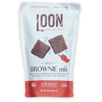 Loon Chocolate Spicy Brownie Mix white red pouch with brownie chili art