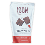 Loon Chocolate Spicy Brownie Mix white red pouch with chili brownie art