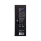 Back of the black Lucid Chocolatier box with Purist Collection text, Chuncho Cuzco Peru origin, ingredients, nutrition table, and a barcode.