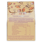Beige Luisa Abram Dragees wrapper with cocoa pods, flowers, seeds pattern