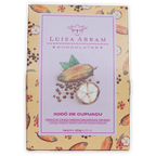 Luisa Abram dragees: dark chocolate-covered cupuaçu fruit 70% in yellow-pink package