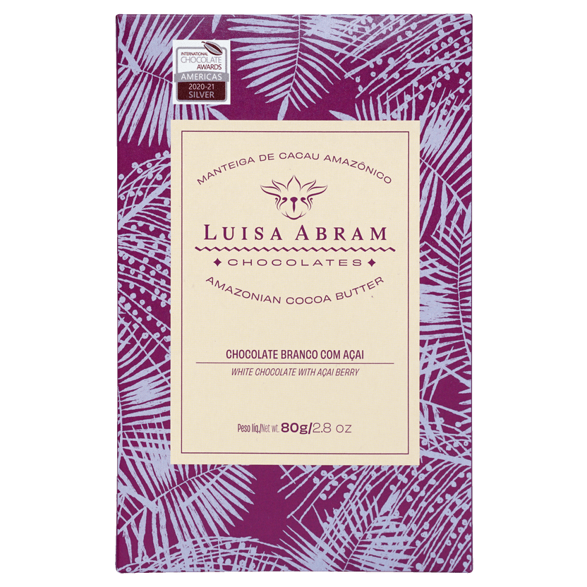 Luisa Abram white chocolate with acai berry purple cream wrapper