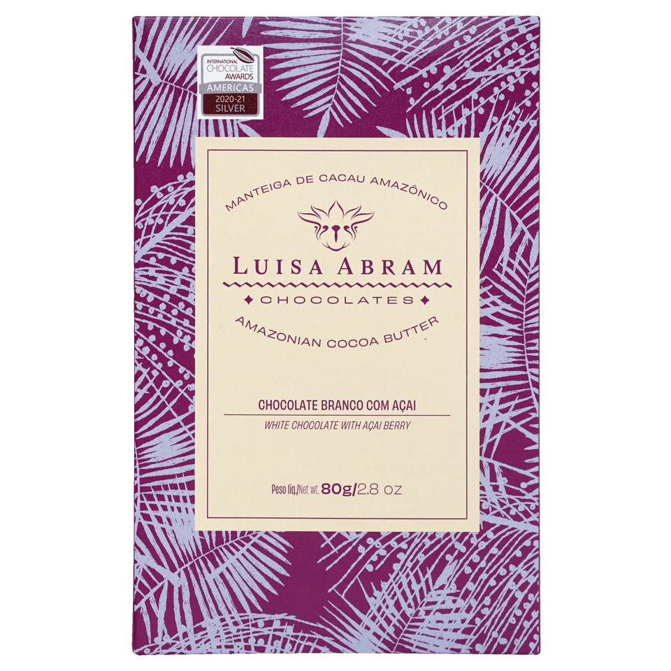 Luisa Abram white chocolate with acai berry purple cream wrapper