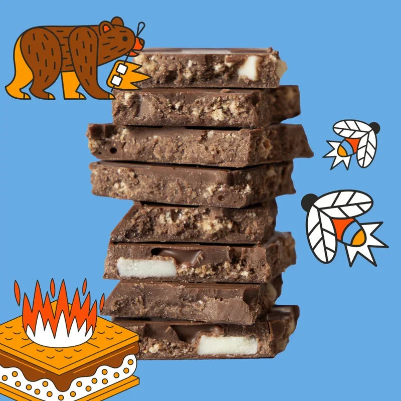 Stack of Maeve Cabin S’mores Truffle Bars with white nutty inclusions