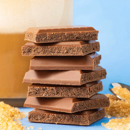 Maeve Cafe Latte Crunch Truffle Bar with smooth milk chocolate exterior and grainy interior