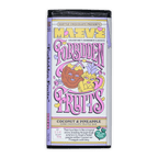 Maeve Forbidden Fruits Truffle Bar wrapper with cartoon fruits