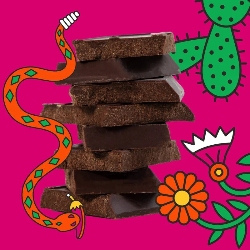 Stack of Maeve Mexican Hot Chocolate Truffle Bars with textured surfaces