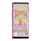 Maeve Peanut Butter Banana Affair truffle bar with pink wrapper and banana characters