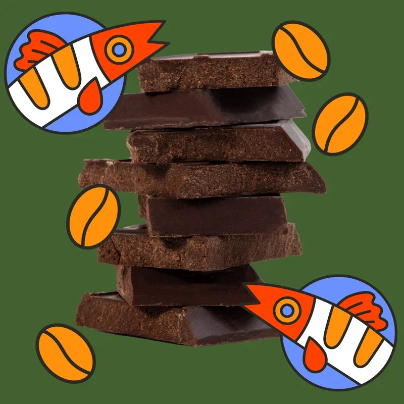 Stack of Maeve Pike Place Espresso Truffle Bars with glossy finish