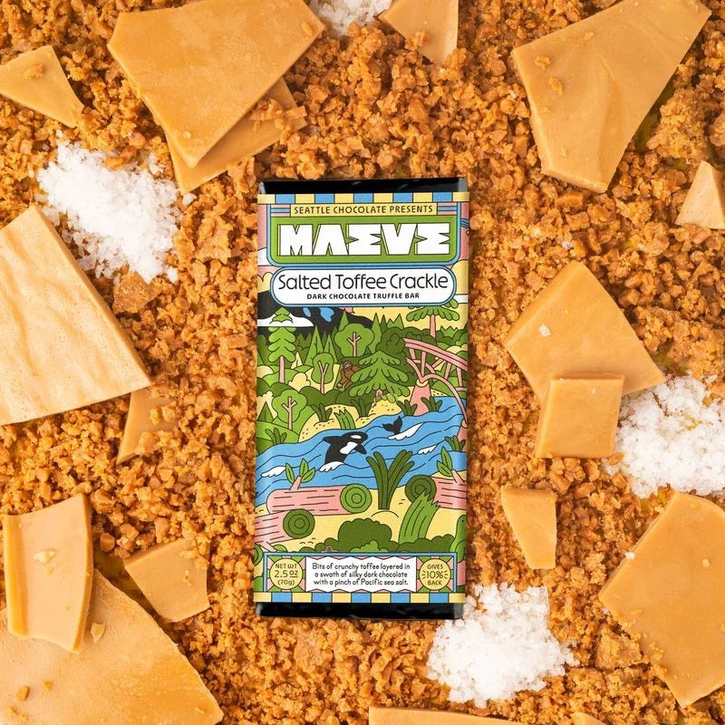 Seattle Chocolates Maeve salted toffee crackle dark chocolate truffle bar