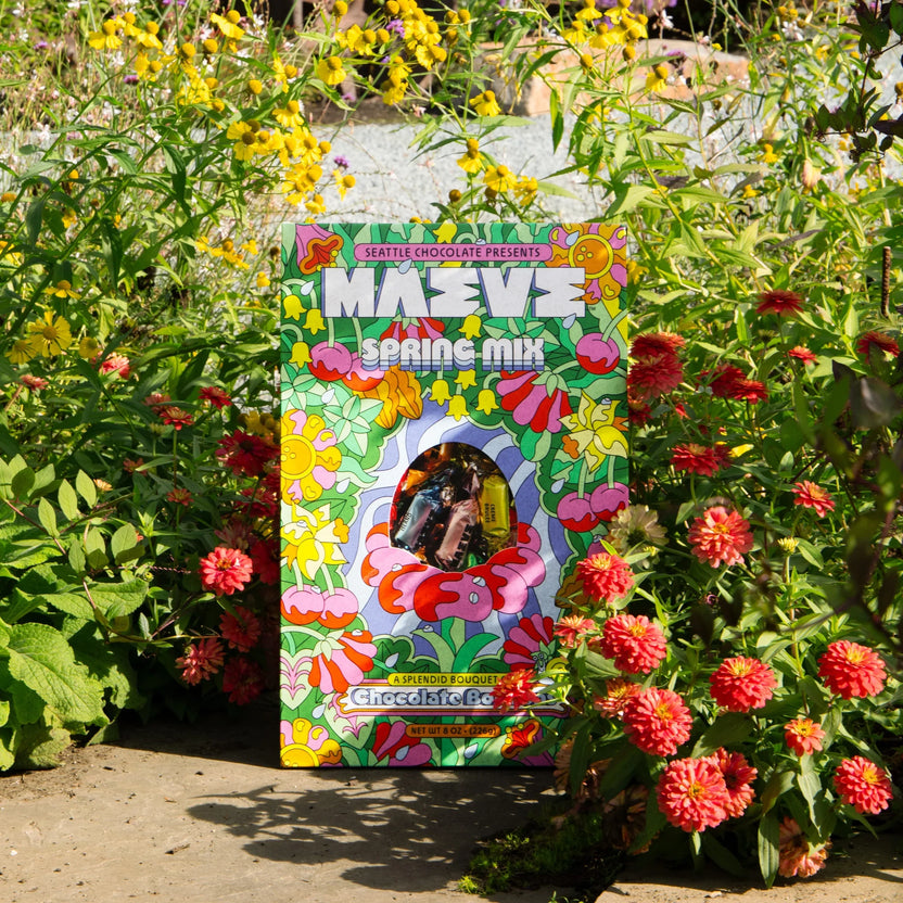 Maeve Spring Mix Bonbon Box with vibrant psychedelic floral design