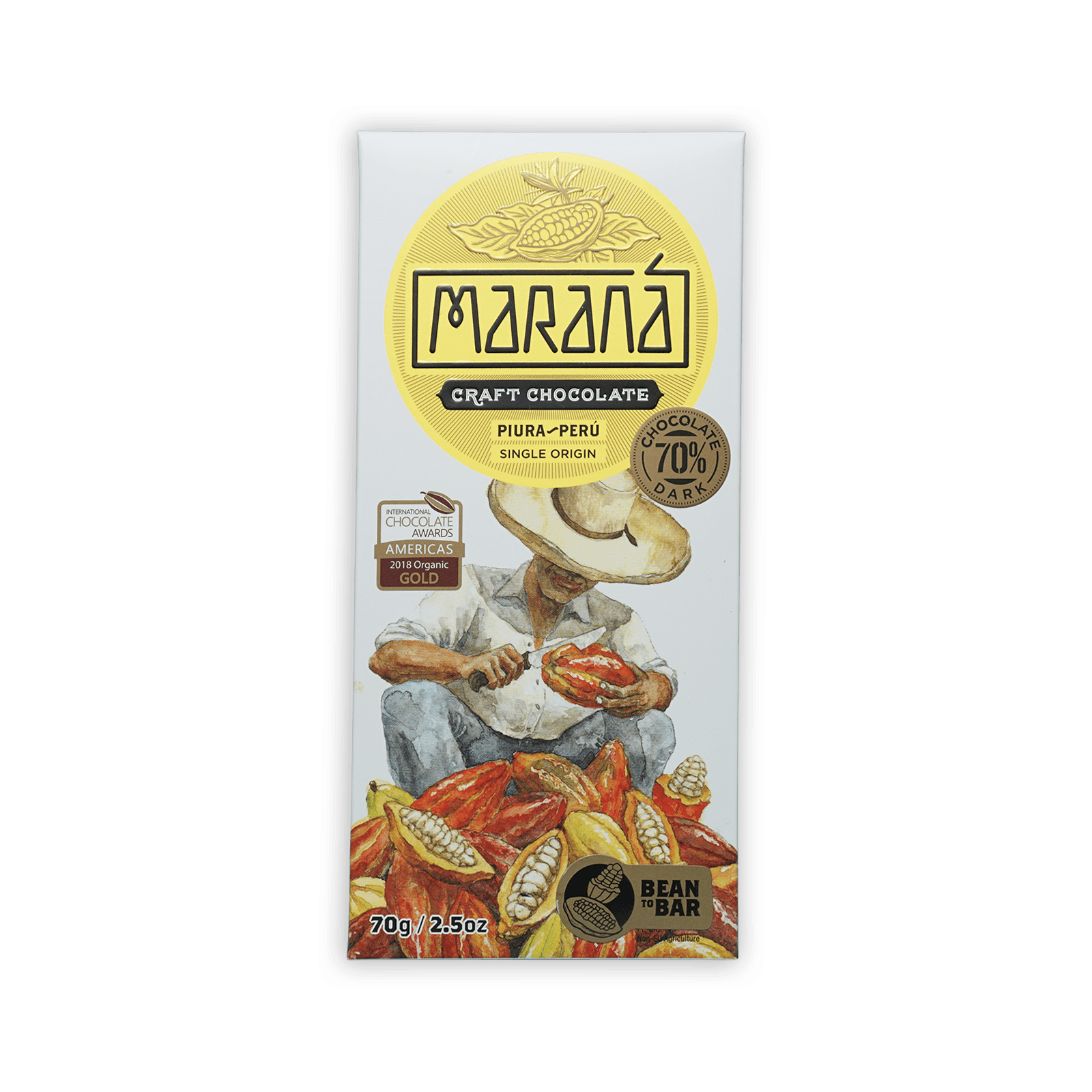 Marana Piura Dark 70% craft chocolate bar from Peru