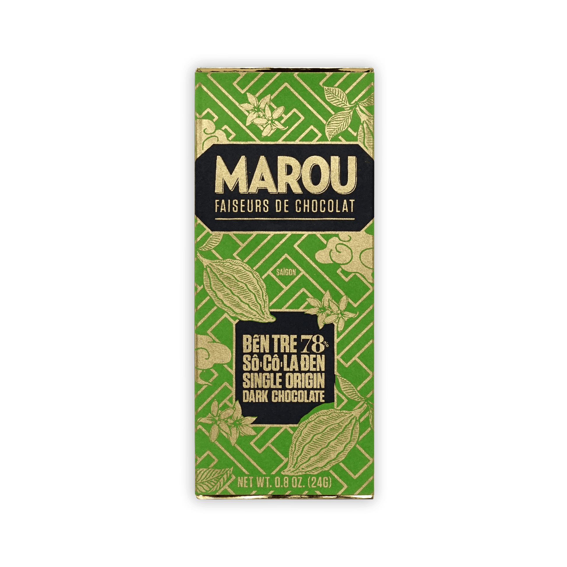 Marou Mini Bars Ben Tre 78% green gold Saigon dark chocolate bar