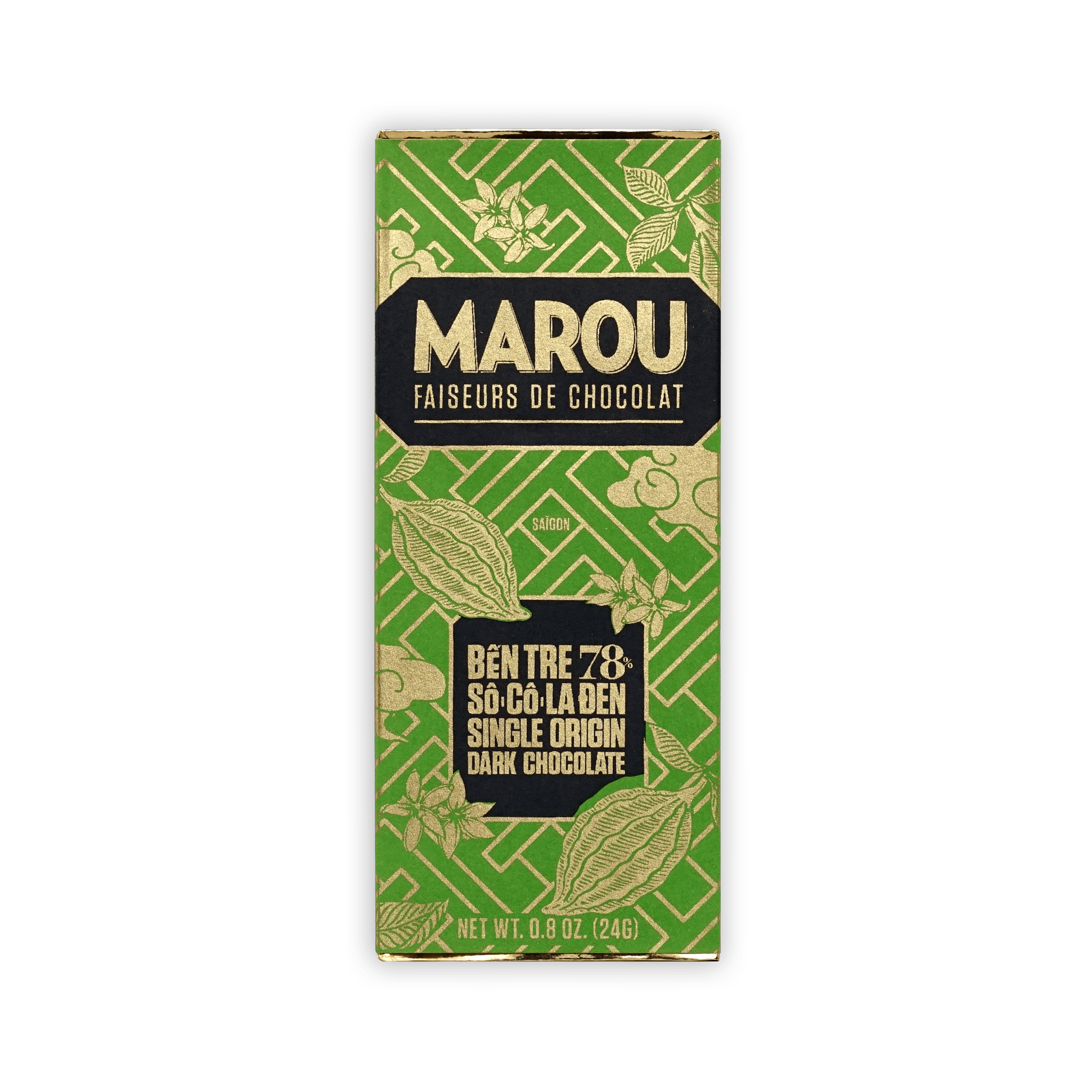 Marou Mini Bars Ben Tre 78% green gold Saigon dark chocolate bar